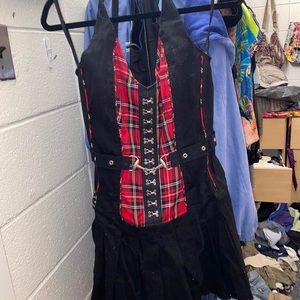 red plaid mini tripp dress halter